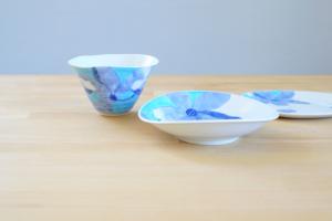 Wavy soup plate - Blue Magnolia