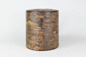 Cherry bark tea canister frost & mother-of-pearl petals (M)