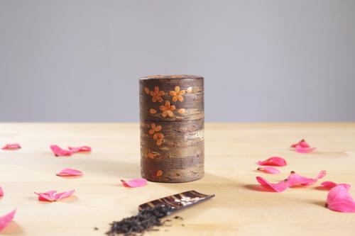 Tea canister and spoon set (frosted flower)