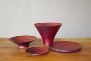 Wooden stacking bowl (red)