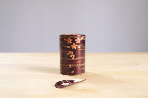 Wooden tea box petal and spoon set