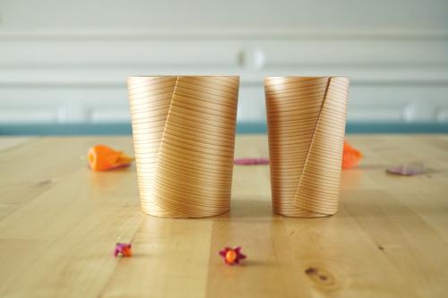 Set of wooden beer cups 