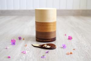 Handcrafted tea canister and spoon set