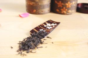 Tea canister and spoon set (frosted flower)