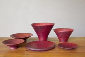 Wooden stacking bowl (red)