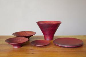 Wooden stacking bowl (red)