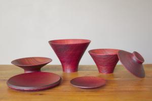 Wooden stacking bowl (red)