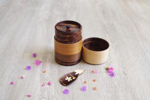 Handcrafted tea canister and spoon set