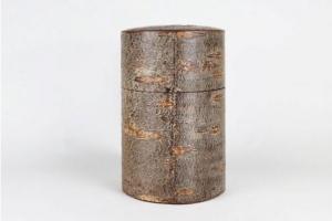 Cherry bark tea canister frost & mother-of-pearl petals (S)